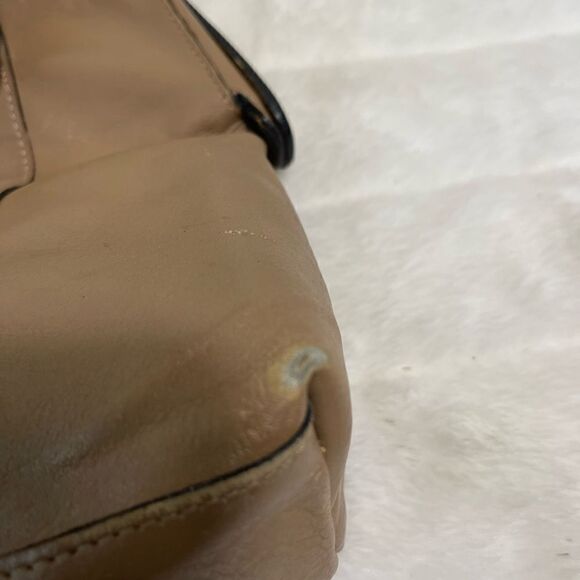 Tano Leather tan frame medium satchel gold tone hardwares . - Picture 12 of 14